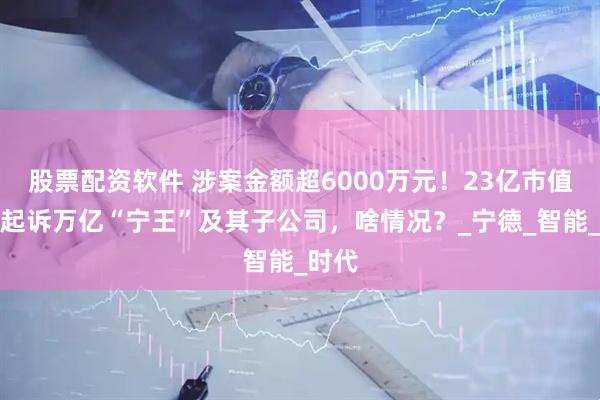 股票配资软件 涉案金额超6000万元！23亿市值公司起诉万亿“宁王”及其子公司，啥情况？_宁德_智能_时代